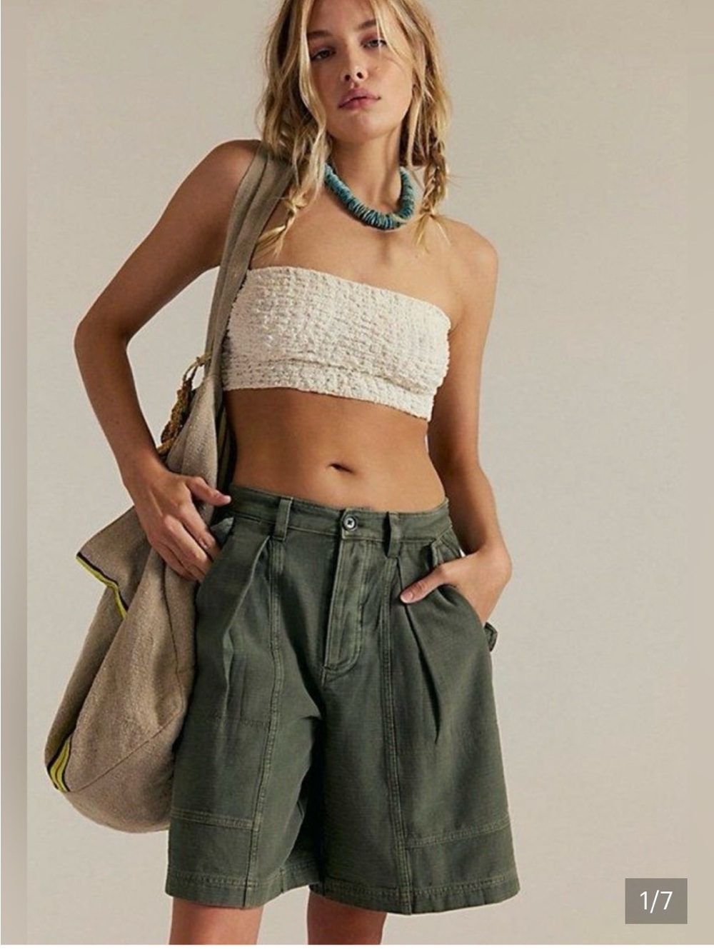 Free People Olive green Tybee pleat chinos small